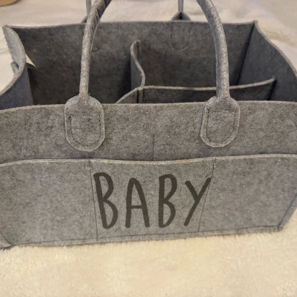 Gray Felt Baby Organizer Tote